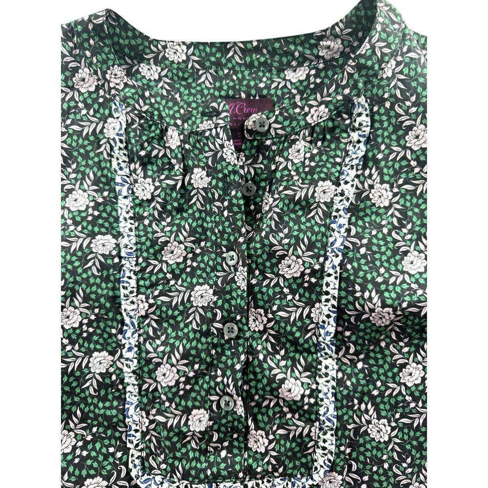 J.Crew x Liberty Fabric Ruffle Sleeve Blouse Womens S Floral Green Preppy - Picture 9 of 11